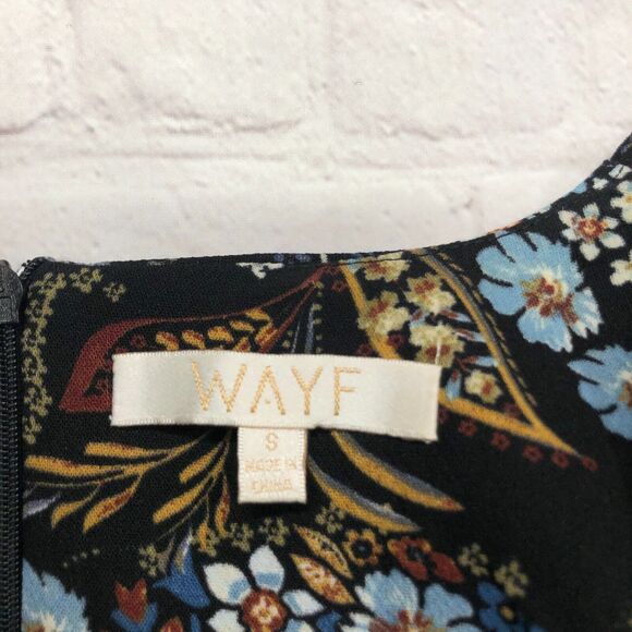 WAYF Women Long Sleeve Floral Boho Polyester Dress Size Small Black B261 -23 - Picture 8 of 15